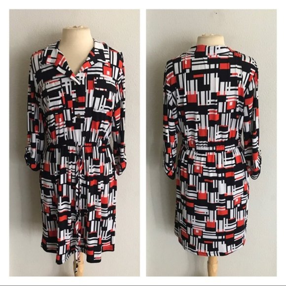 Olivia Matthews Dresses & Skirts - Olivia Matthews Patterned Collared Dress